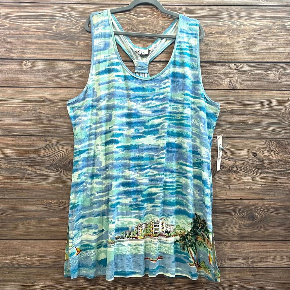 CZ Swim Blue Beach Coverup Resort Tank Dress 100% Cotton SZ 3X C101949